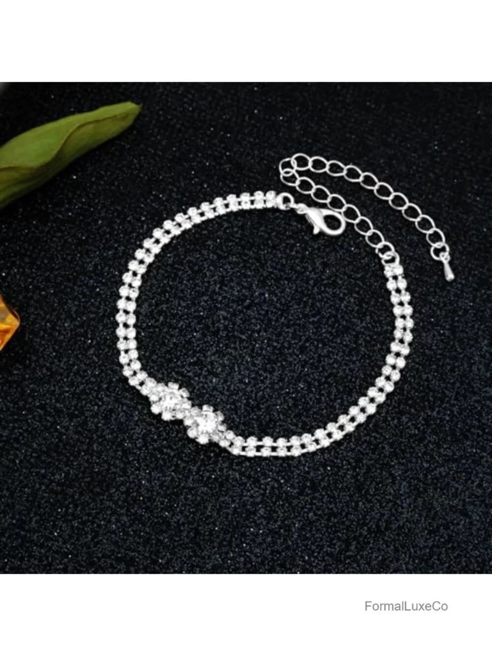 Elegant Crystal Necklace Earrings Bracelet Set Silver Bridal Wedding Jewelry